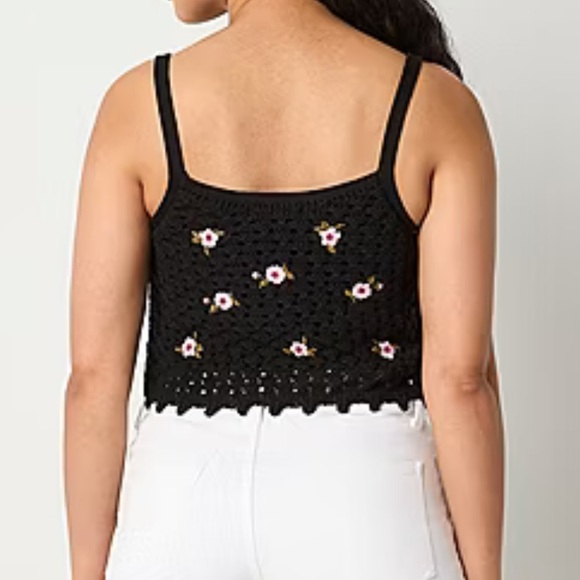 NWT black crocheted AJC lined crop top S - Picture 2 of 9